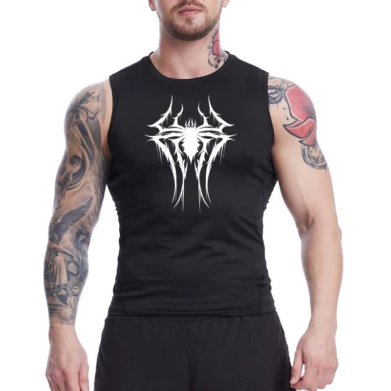 Débardeur imprimé araignée pour hommes, chemise de Compression sans manches à séchage rapide, gilet