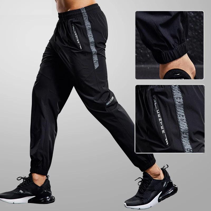 Pantalons de Sport à séchage rapide pour hommes, pantalons de course avec poches zippées, pantalons