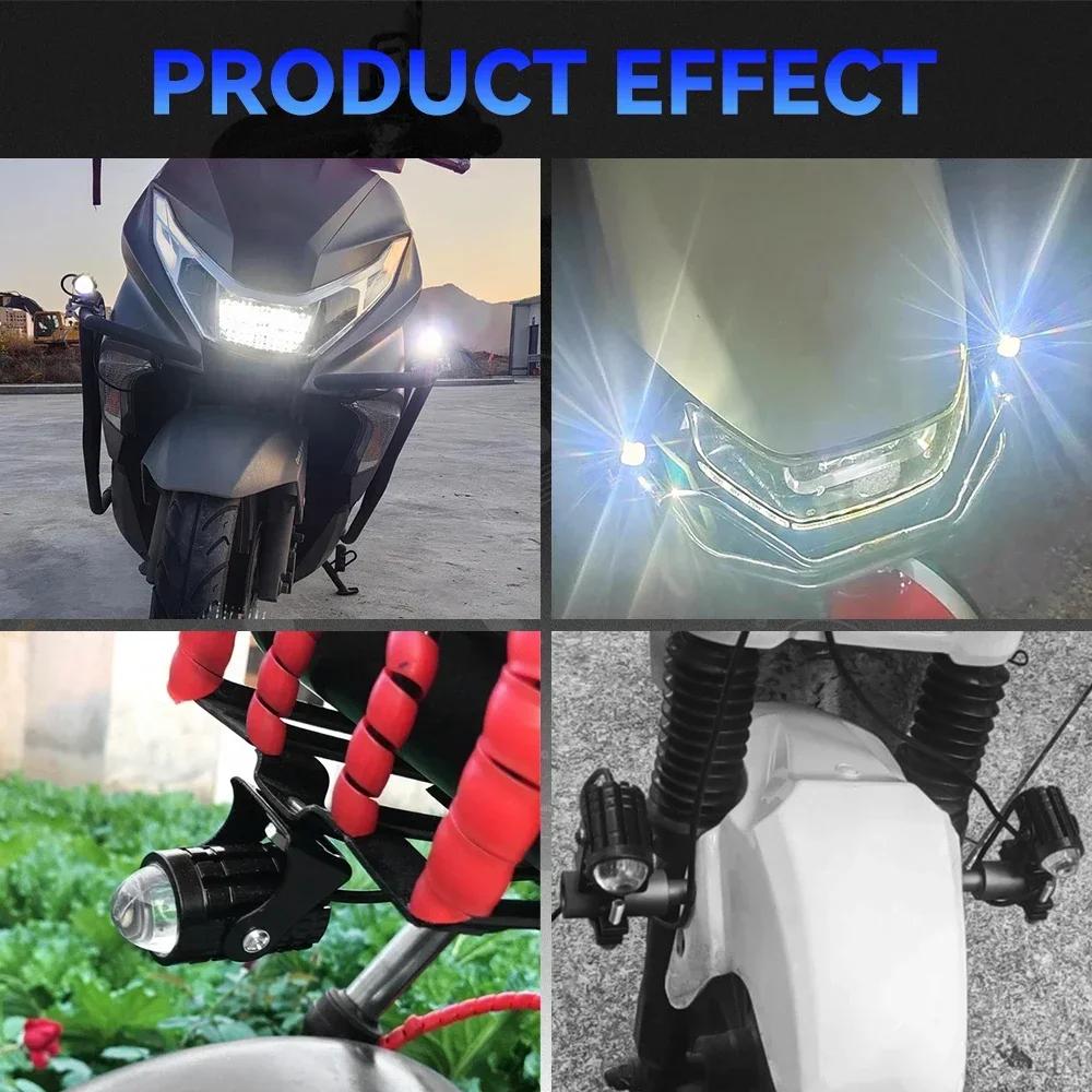 Phare LED universel pour motos, lentille de projecteur, double couleur, pour ATV, Scooter, lampe de