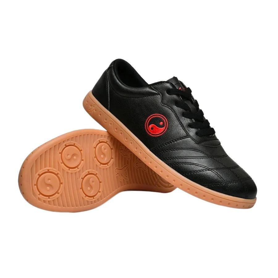 Chaussures de tai chi souples pour personnes d'âge moyen et âgées, en cuir, semelle en tendon de bœu