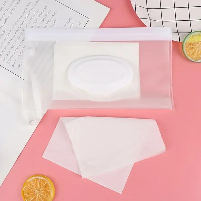 Oligbaby-Boîte à mouchoirs réutilisable, lingettes portables, support transparent, étui à rabat, lin