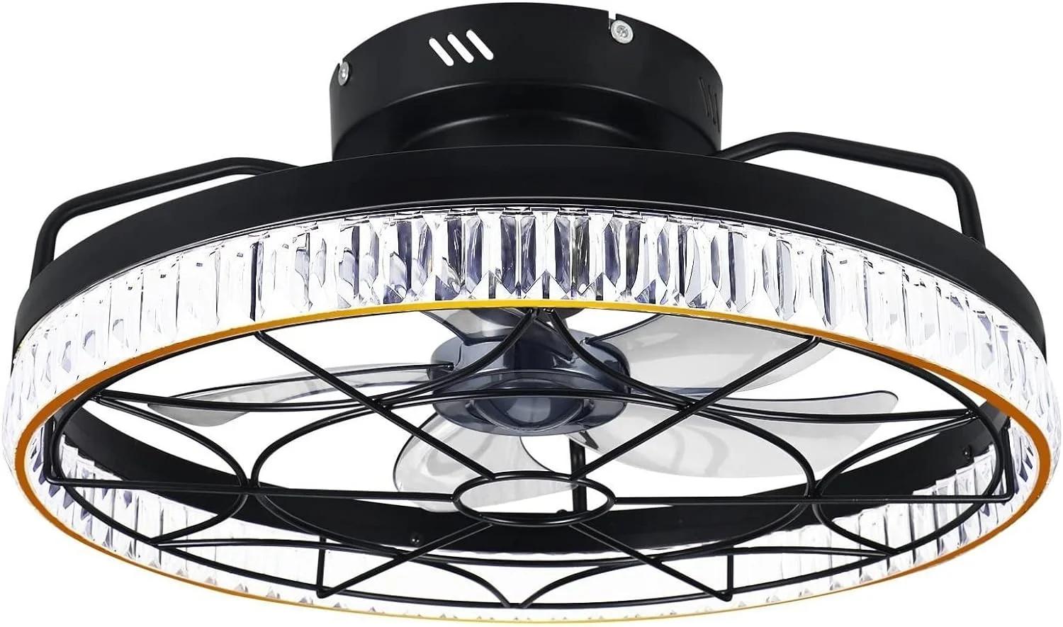 Plafonnier en cage 20 "avec télécommande et télécommande, 5 enceintes, 6 vitesses de vent pour chamb