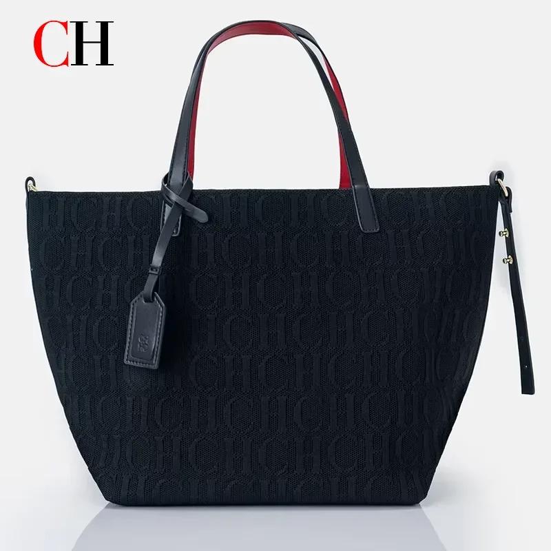 Sac fourre-tout CH de marque, sac tissé volanté, style vintage, couleur unie, grande capacité, multi