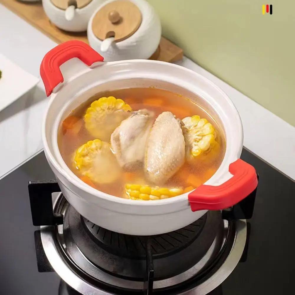 Couvercle de poignée de casserole anti-brûlure en silicone, manchons de clip d'oreille de casserole