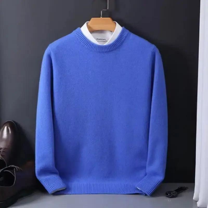 2025 pull en cachemire col rond pulls hommes ample surdimensionné M-3XL tricoté bas chemise automne