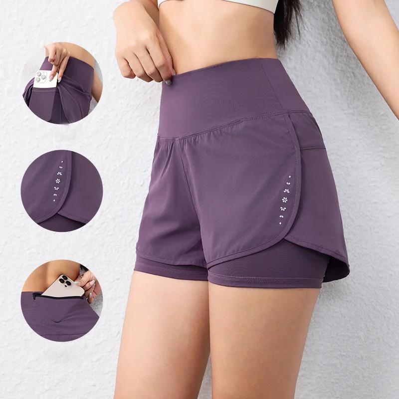 Short de course à séchage rapide pour femmes, couche de sport, taille élastique, short de sport acti