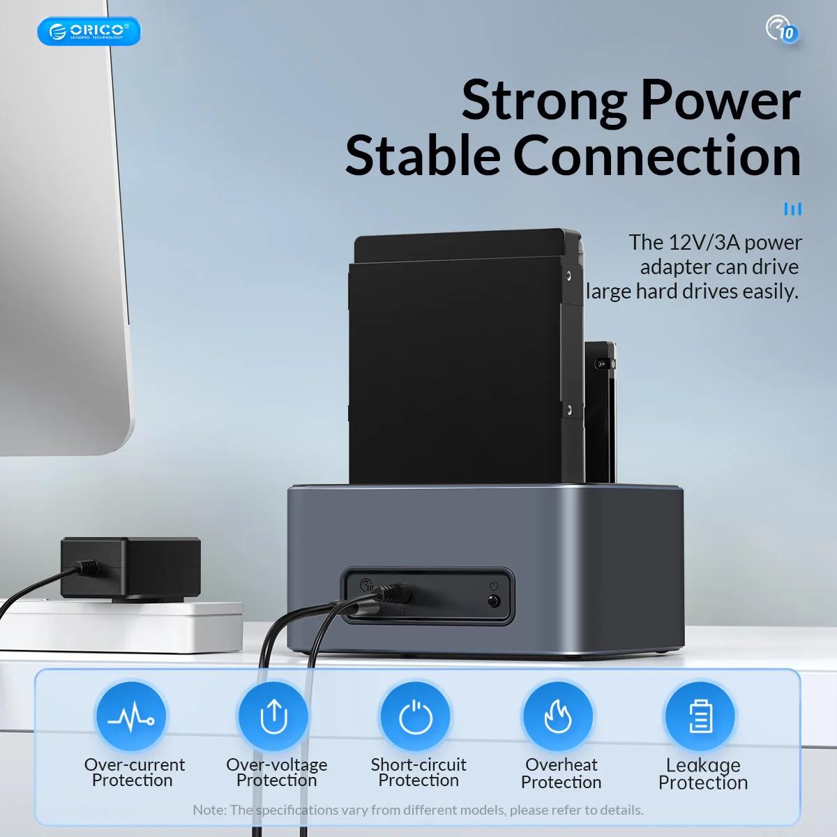 ORICO-Station de disque dur en aluminium pour touristes, type-c, 10Gbps, avec clone hors ligne, boît