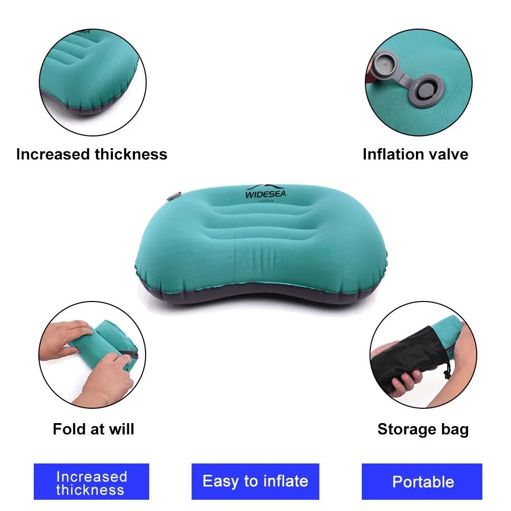 Widesea – oreiller gonflable Portable, équipement de Camping, coussin d'air pliable et compressible,