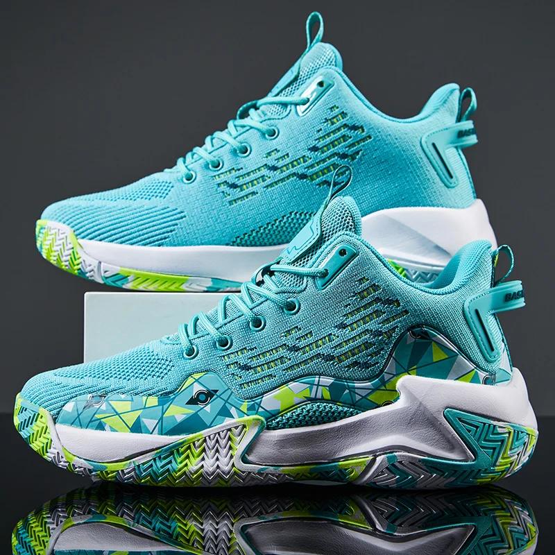 Chaussures de basket-ball en maille respirante et absorbant les chocs pour hommes, bottes de sport a
