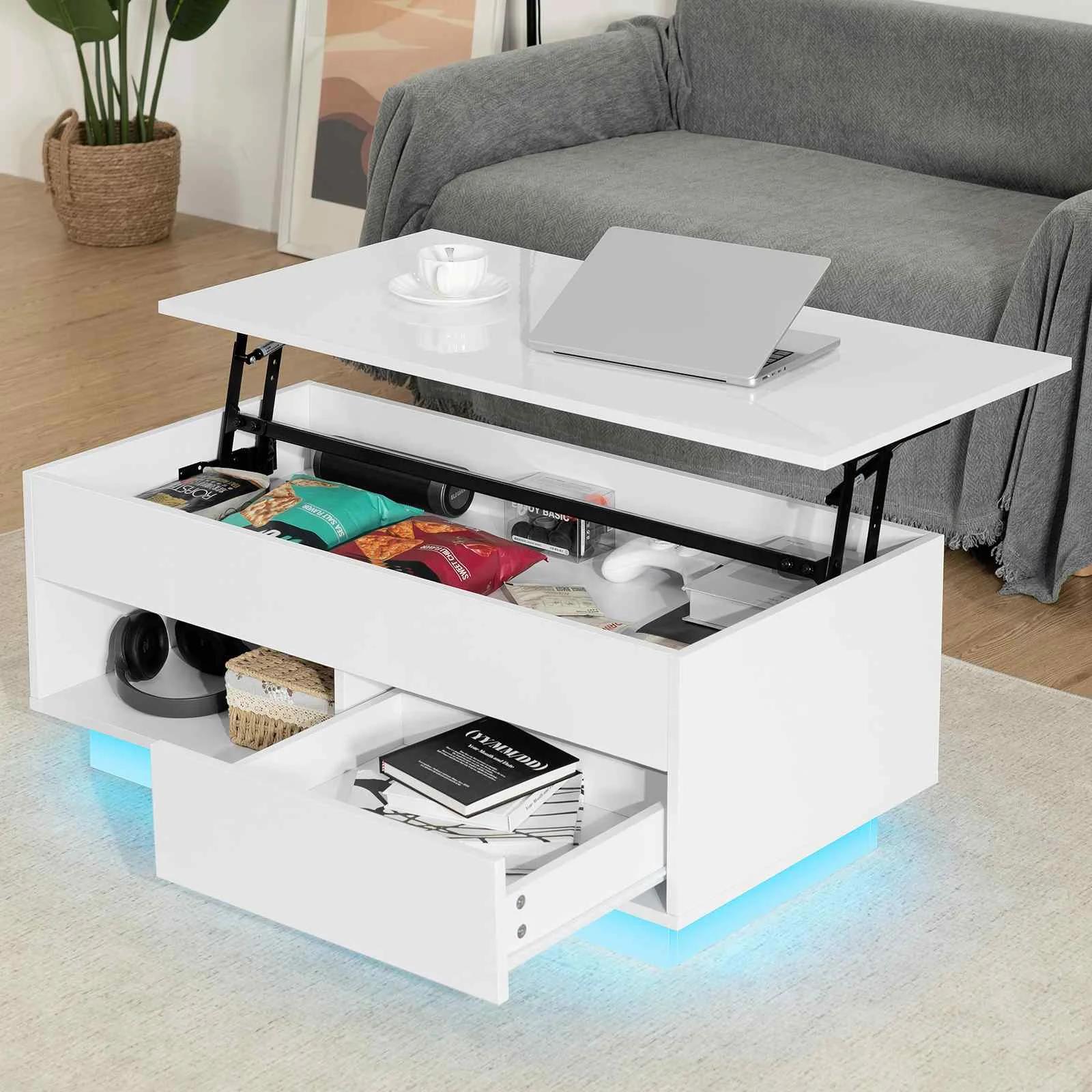 Table basse élévatrice à LED, meubles modernes ultimes, design élégant, décoration d'intérieur et di