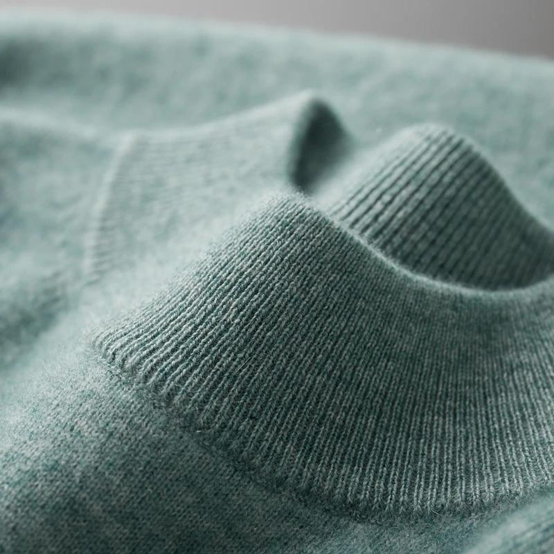 Pull à manches courtes en cachemire pur pour hommes, pull en tricot décontracté, ample, col semi-hau