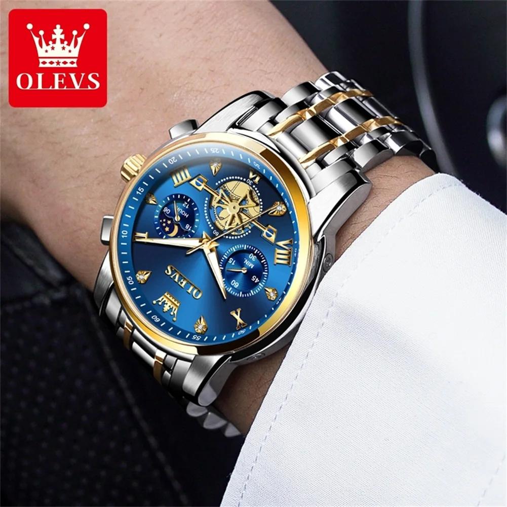 OLEVS 2856 montres pour hommes classique multifonctionnel Fltwheel chronographe Original montre-brac
