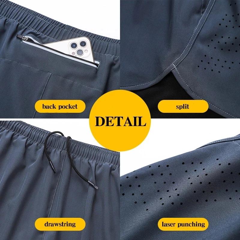 Short de course pour hommes, séchage rapide, Fitness, noir, Double couche, nouveau Sport, entraîneme