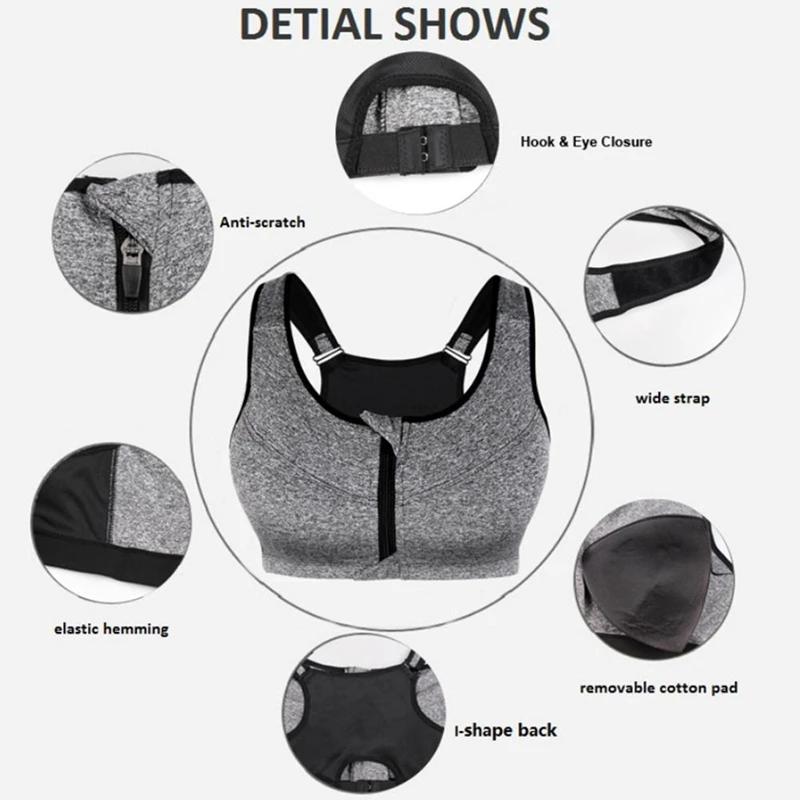 Soutien-gorge sport grande taille femme - Brassière fitness 3XL à 5XL fermeture avant pour yoga gym