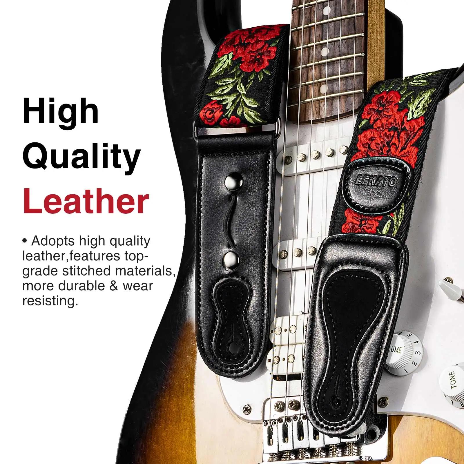 LEKATO LGS-6 sangle de guitare avec 6 plectres 2 serrures pour guitare acoustique électrique basse