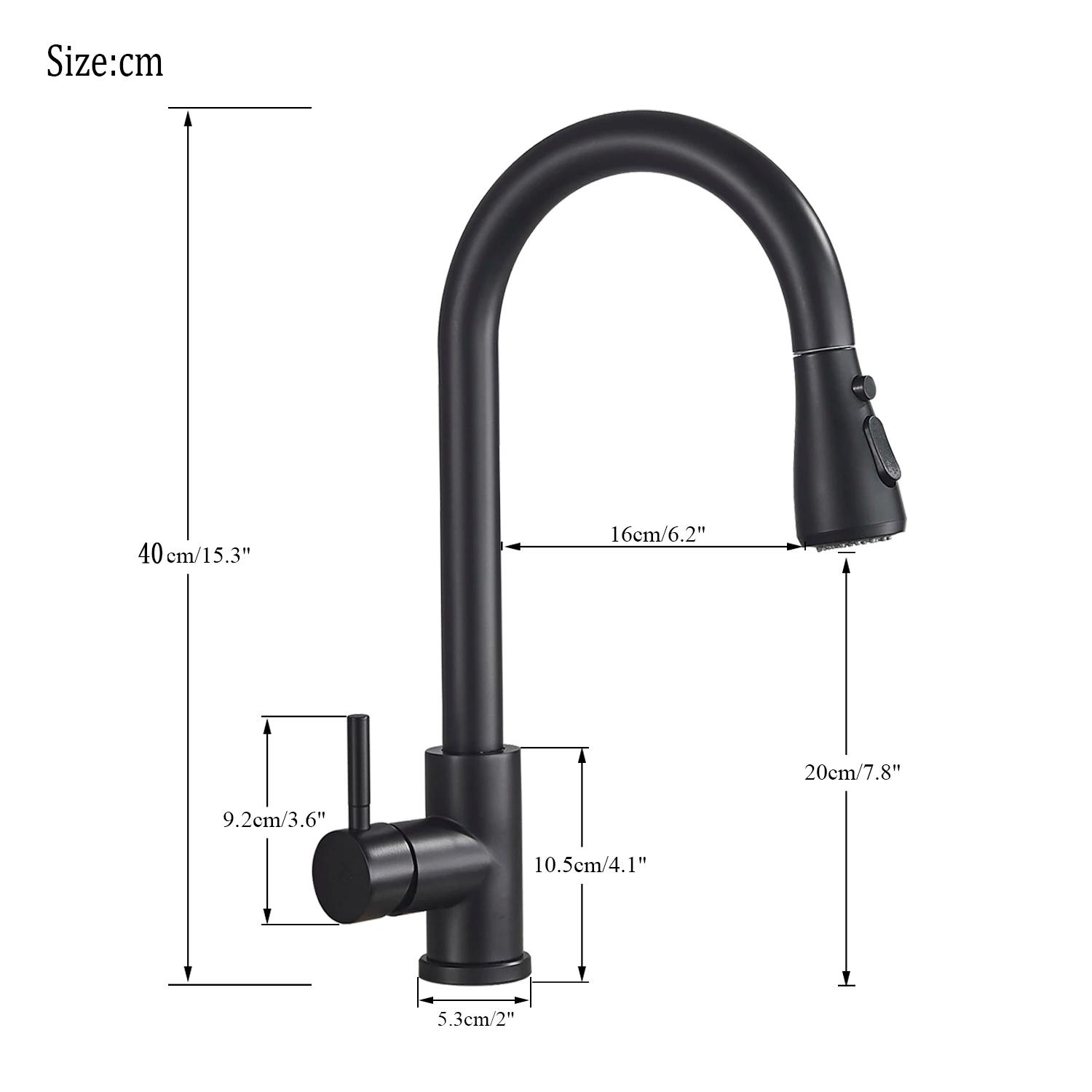 Robinet d'évier de cuisine extractible noir, pulvérisateur à jet monté sur le pont, mitigeur de cuis