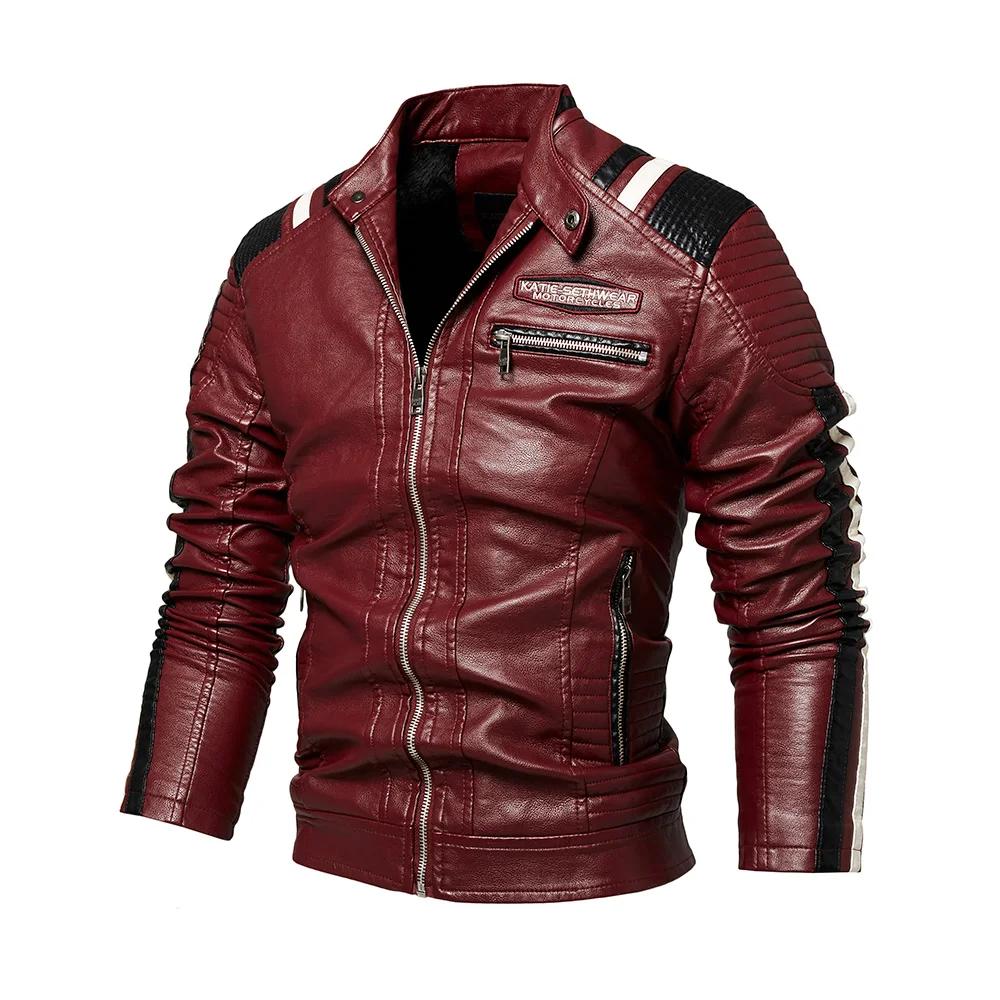 Veste de Moto en simili cuir pour hommes, imperméable, coupe-vent, PU, Bomber Vintage