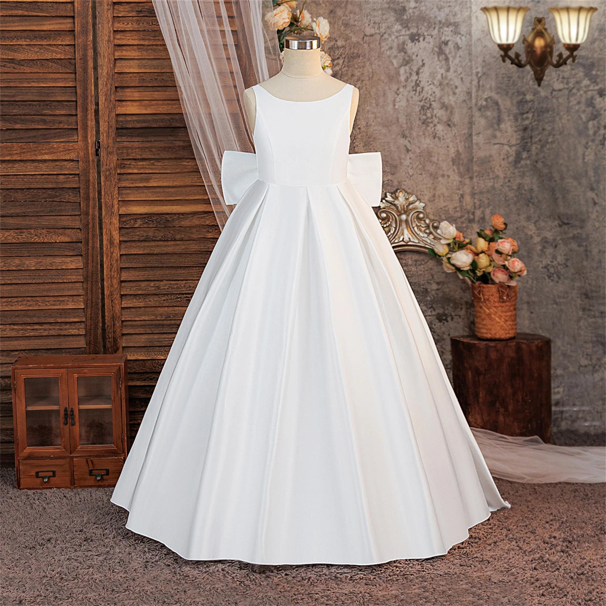 Robe de soirée de baptême pour filles, élégante, avec nœud, à la mode, pour mariage, demoiselles d'h