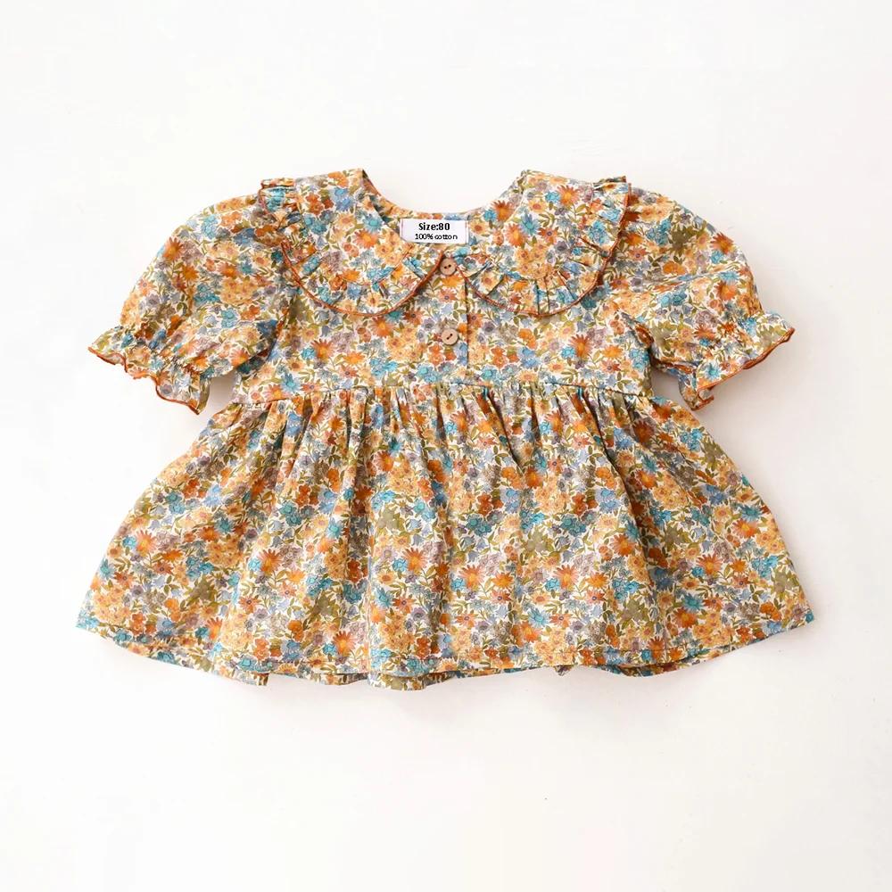 Tenues d'été pour bébé fille 0-2 ans, motif floral vintage, 100% coton, ensemble de 2 pièces, vêteme