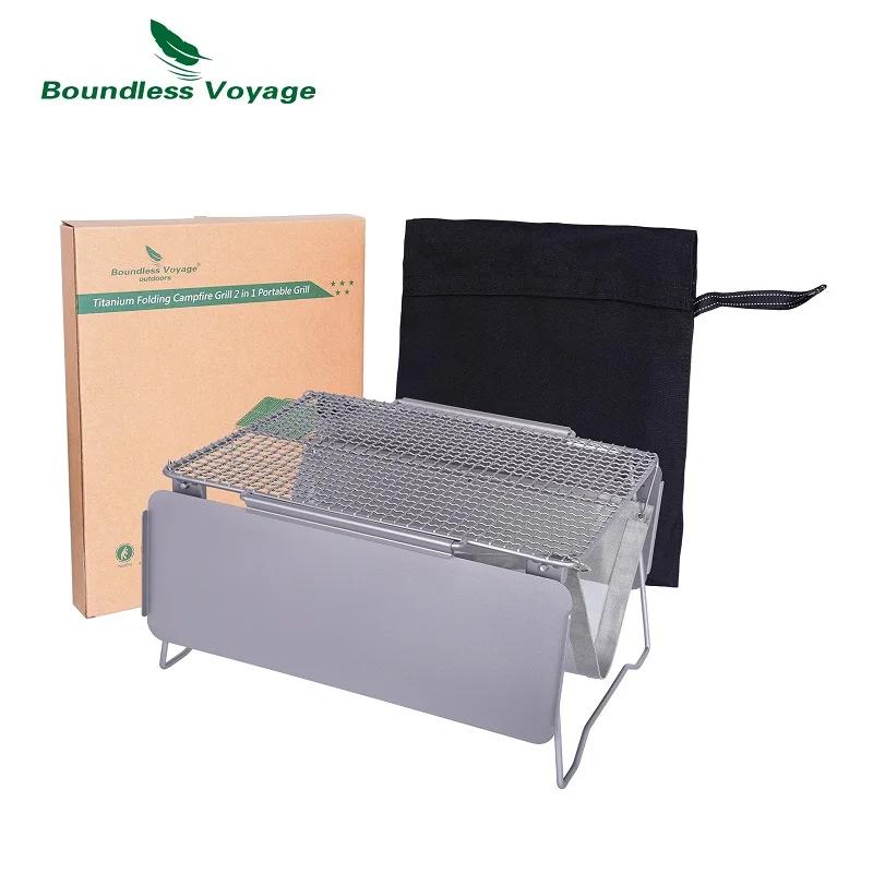 Boundless Voyage Portable Grill, Table de camping, Pliant en titane, Grille de feu de camp, Pique-ni