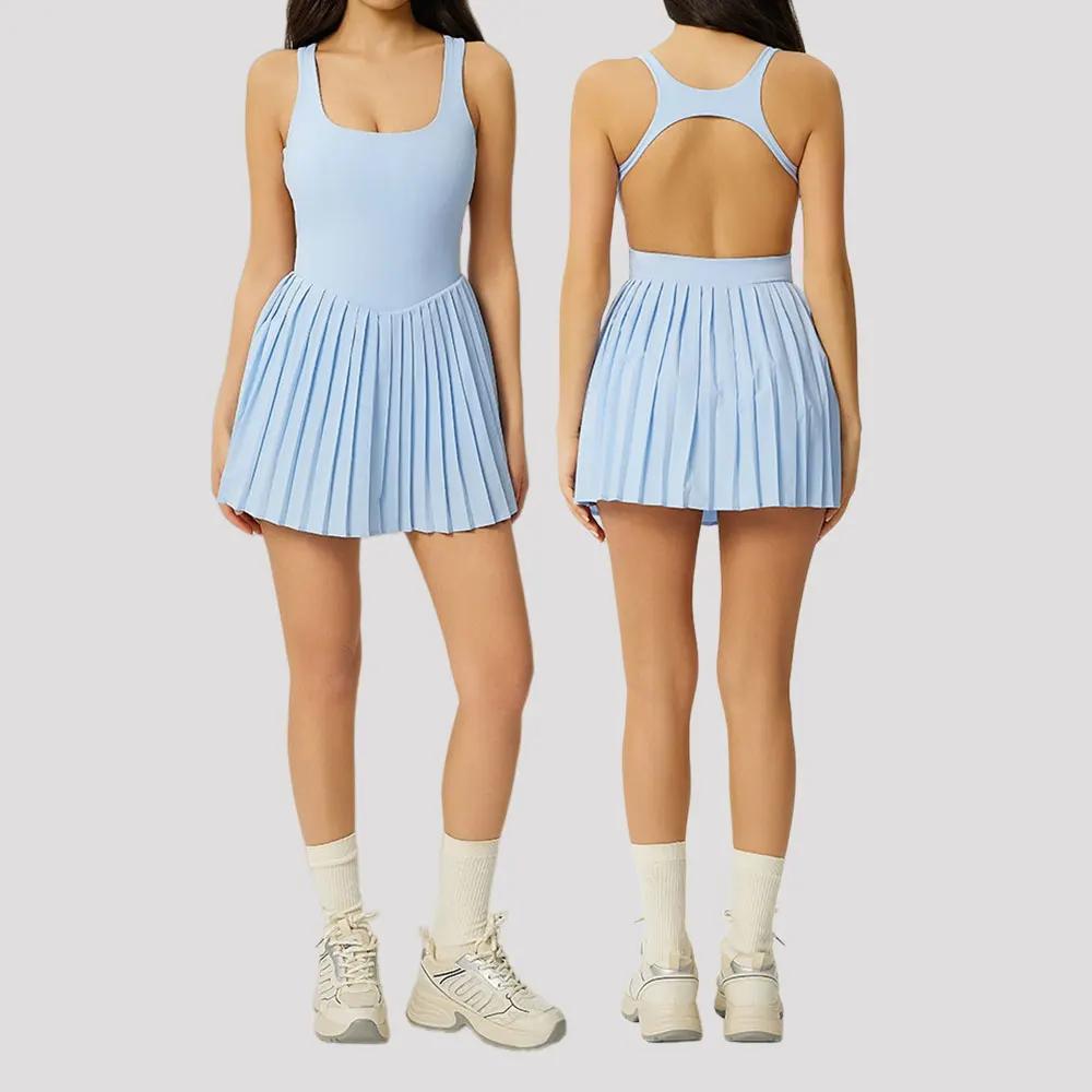 Combinaison de yoga pour femme, ensemble short, body, survêtement, tenue de sport, combishort, jupe