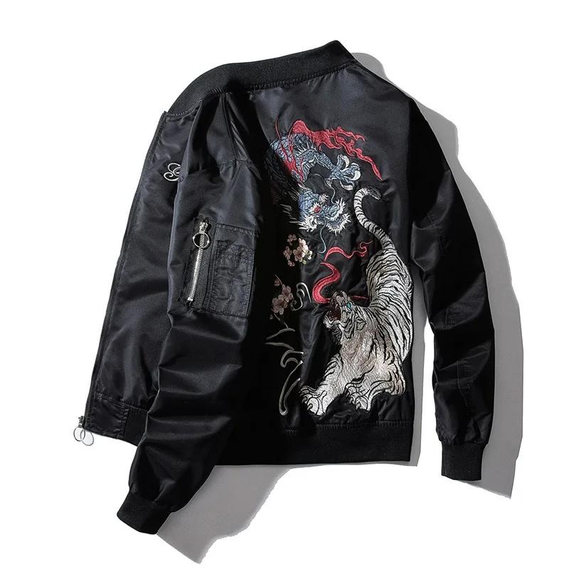 Hommes femmes Bomber veste Dragon tigre brodé Sukajan rembourré manteau de Baseball japon mâle Windr