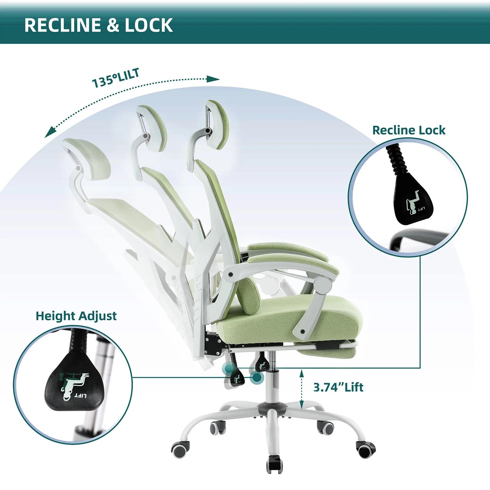 JHK ergonomique inclinable à dossier haut maille salon chaise de jeu à bascule bureau d'ordinateur p