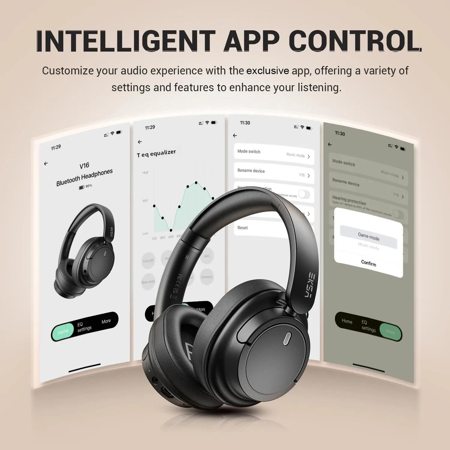 Oneodio EKSA V16 casque sans fil Bluetooth 5.3 sur l'oreille casque avec micro Mode basse/Pop hi-res