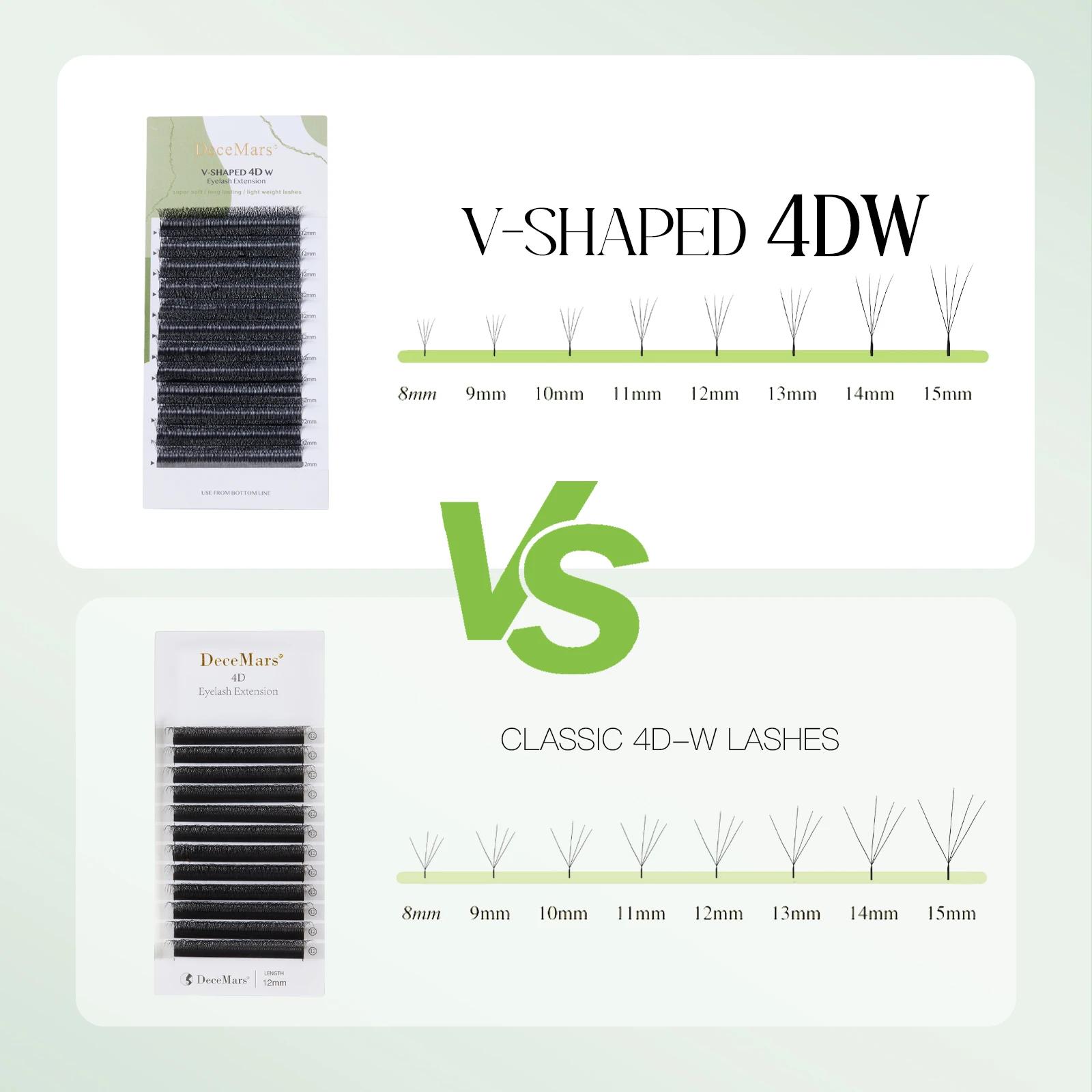DeceMars extensions de cils 4D en forme de V noir mat 12 rangées/plateau pour le maquillage
