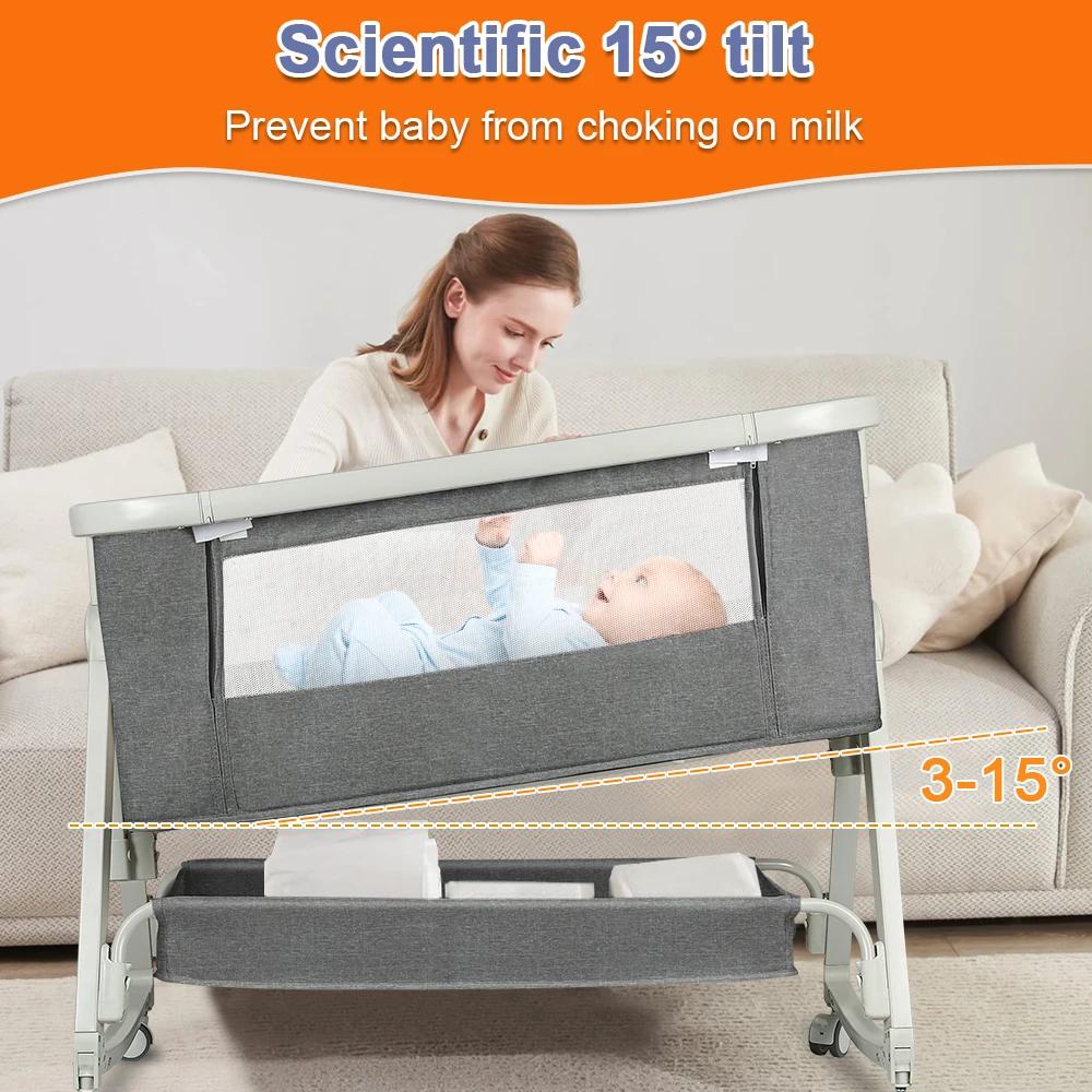 Lit Bébé Indépendant, Cododo avec Matelas, Co-Sleeping, du Nouveau-né à 25 kg. Hauteur et Inclinaiso
