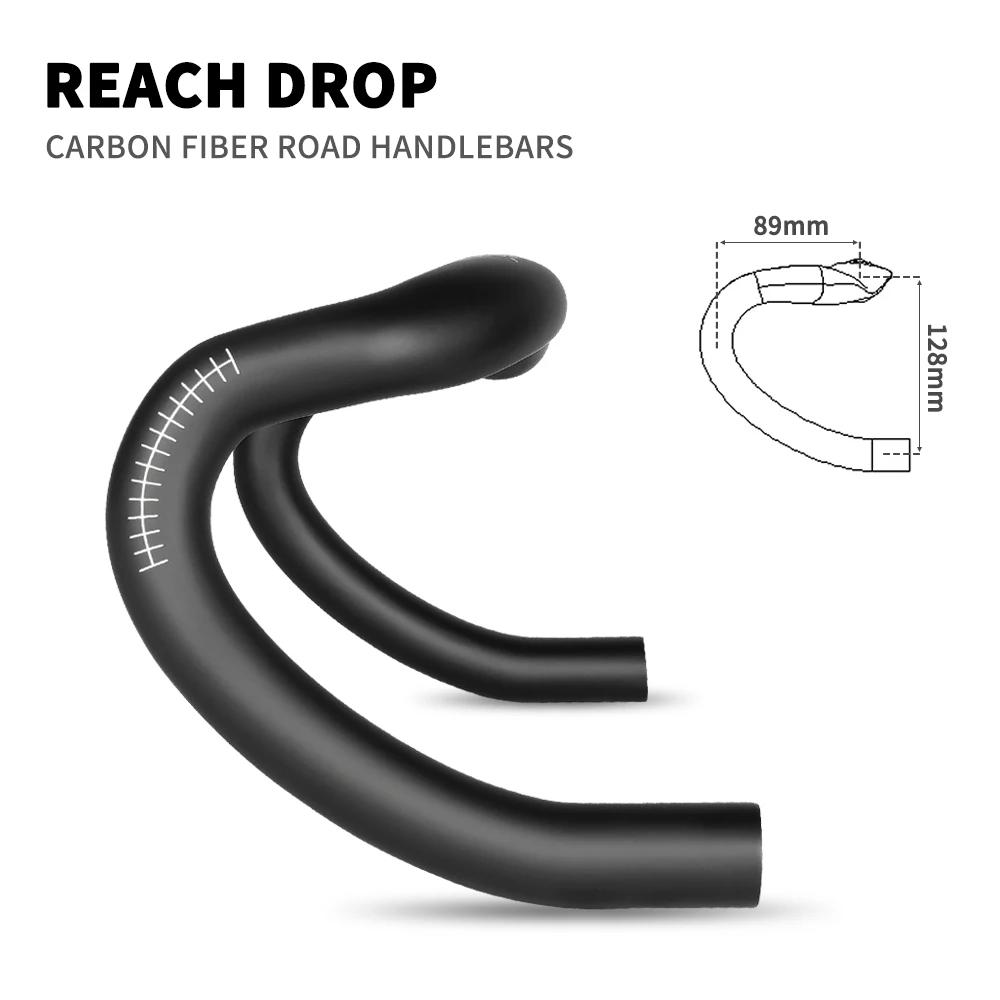 TOSEEK – guidon en carbone pour vélo de route, réduire la résistance, barres coudées, pièces de renf