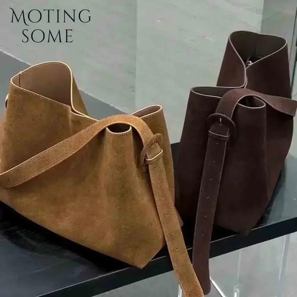 Motingsome-Sac à main en cuir suédé pour femme, sac surdimensionné, sacs d'hiver de luxe, peau de va