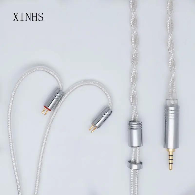 XINHS-Écouteurs filaires intra-auriculaires, placage d'argent à 2 cœurs, cuivre monocristallin, MMCX