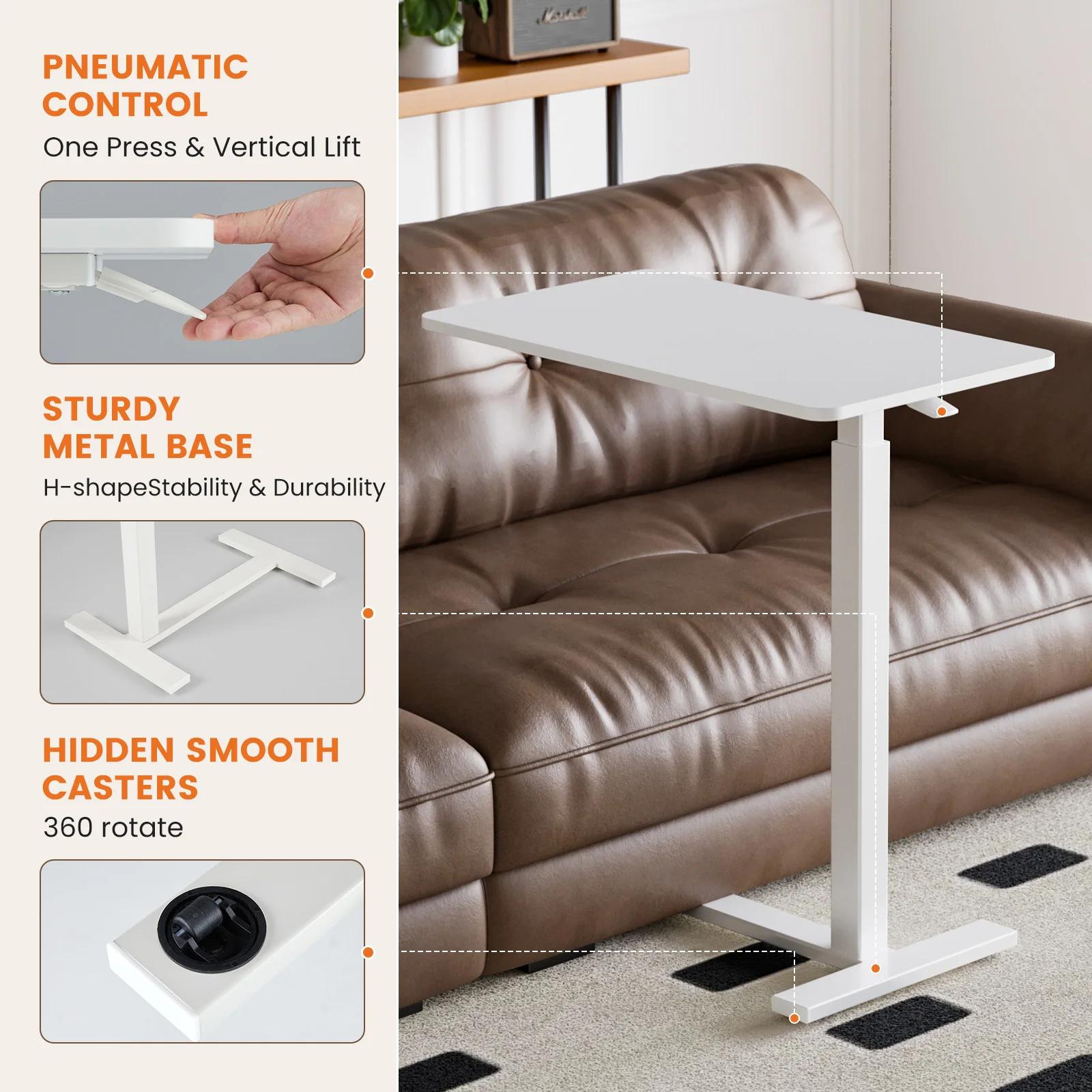 JHK – Table de chevet avec roulettes cachées, hauteur réglable, pour usage domestique, ordinateur po