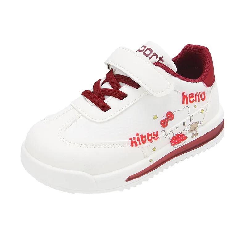Chaussures décontractées pour enfants Hello Kitty en cuir PU, chaussures de course confortables pour