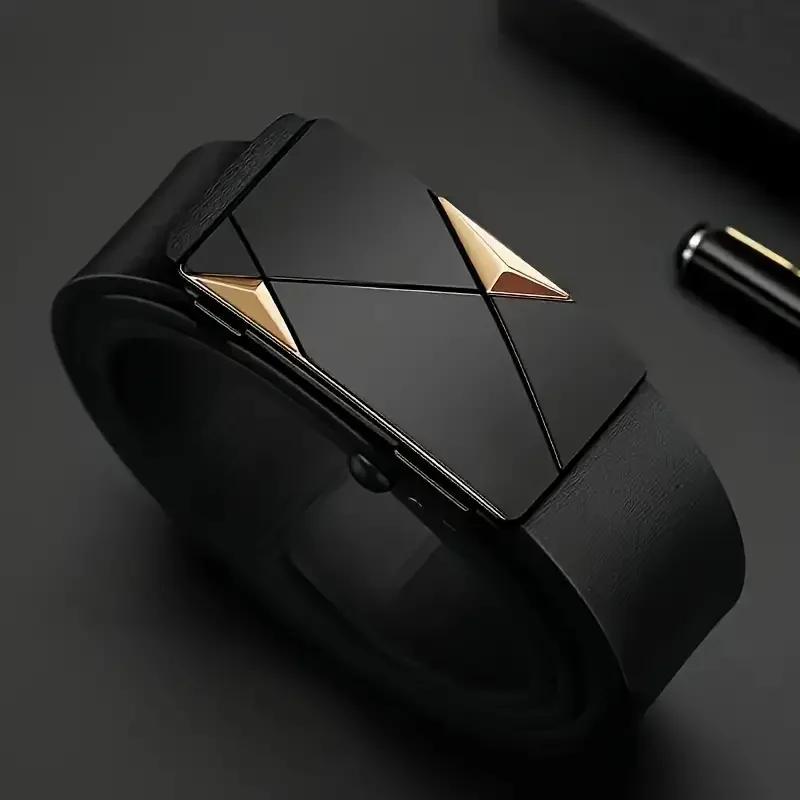 Ceinture élégante en cuir PU pour hommes – Ceintures à la mode pour la vie quotidienne, les loisirs,