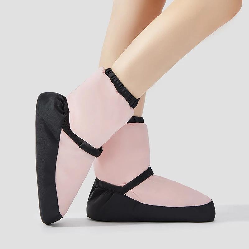 Chaussures de danse d'hiver pour femmes, bottes d'échauffement de Ballet à Clip, bottines en coton à