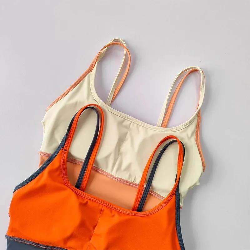 Soutien-gorge de sport de yoga pour femmes, bretelles avec design bloquant les couleurs, soutien-gor