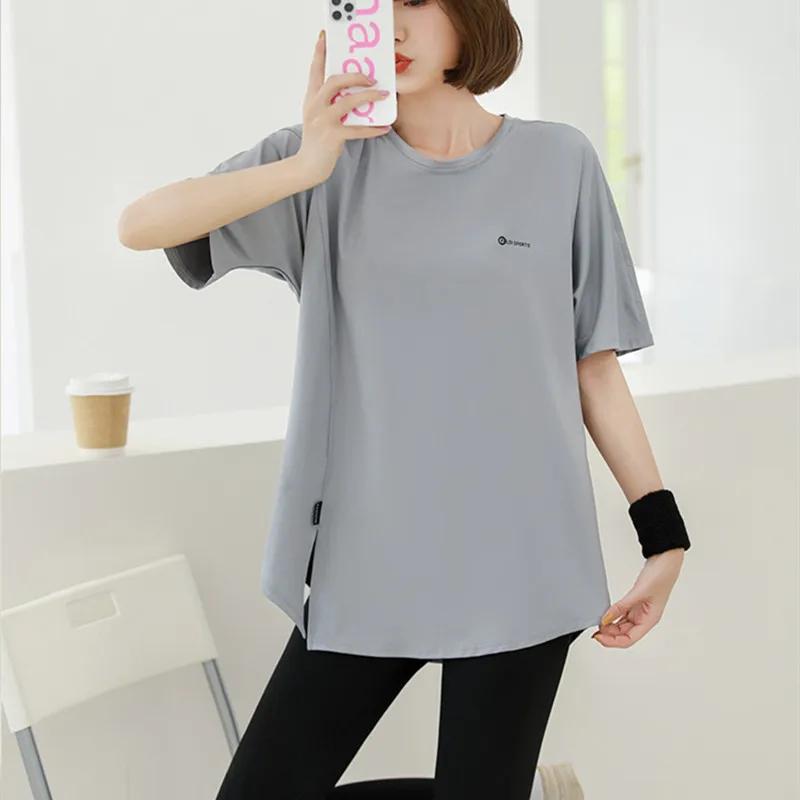 T-shirt de yoga à manches courtes pour femmes, vêtements de sport doux, chemise de fitness à séchage