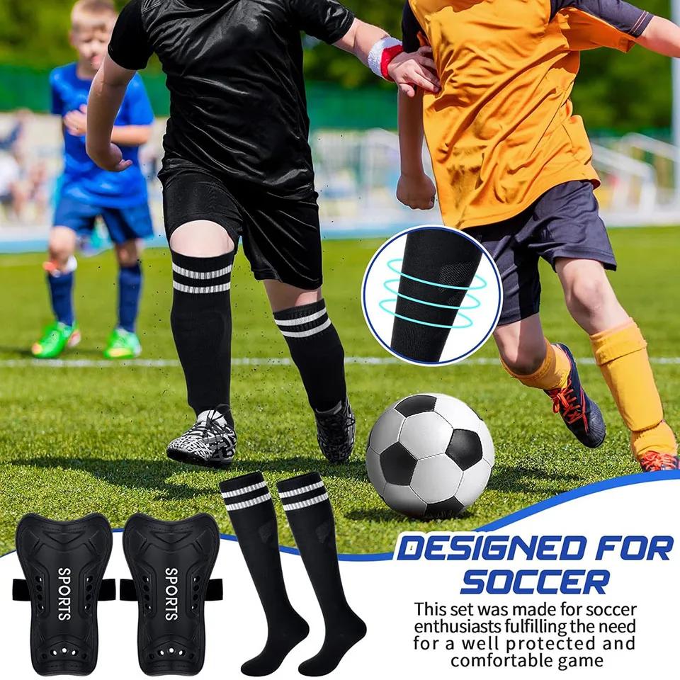 Loogdeel 2 paires de protège-tibia et chaussettes de football pour enfants en bas âge et jeunes, pro