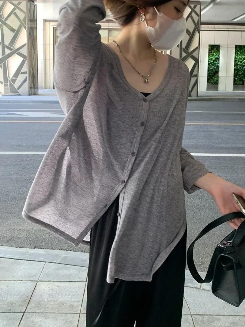Cardigan femme nouveau col en v à manches longues femme chemise femme pulls Protection solaire femme