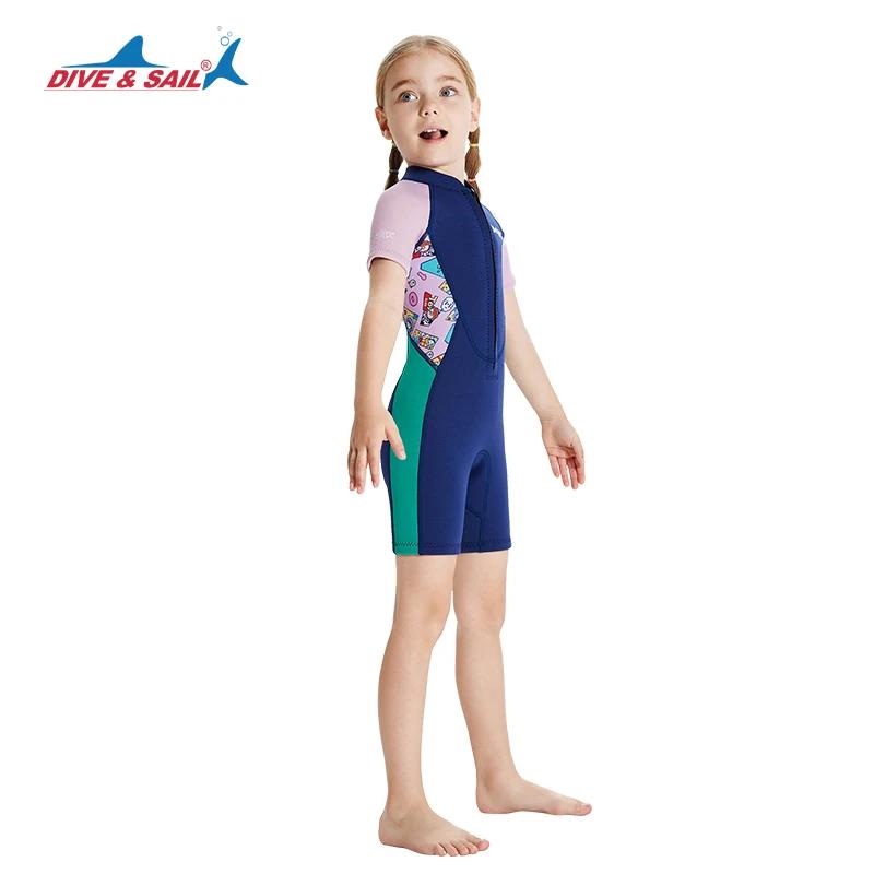 Combinaison courte en néoprène pour enfants, 2.5mm, Protection UV, fermeture éclair sur le devant, m