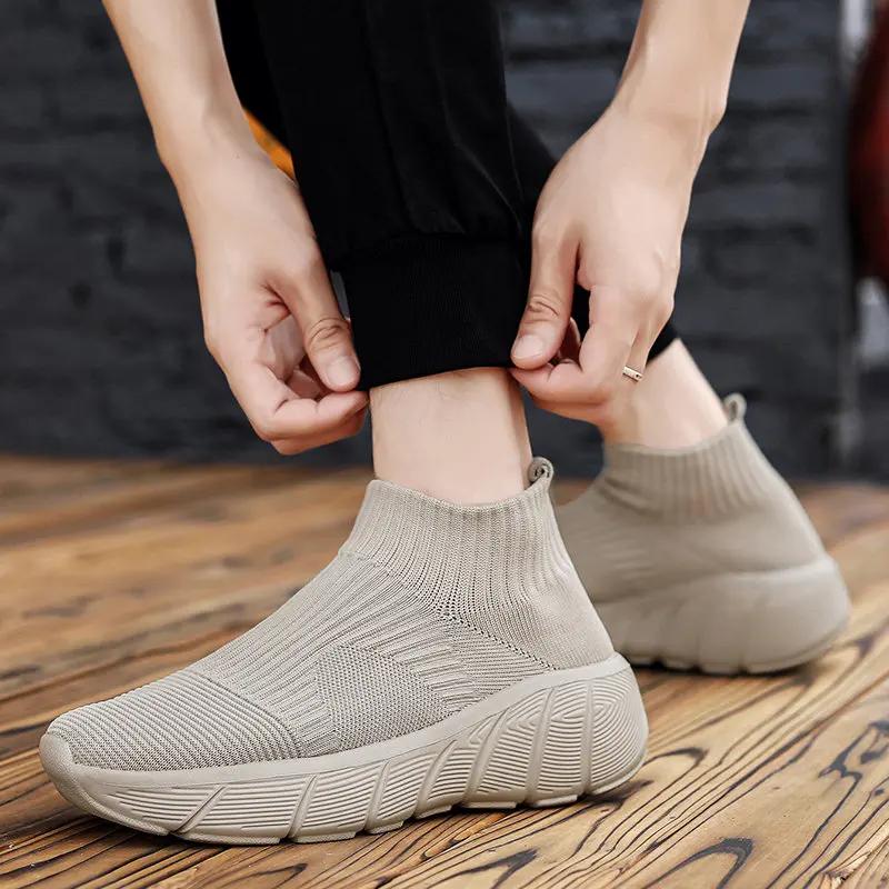 Chaussures de course à plateforme montantes pour hommes et femmes, baskets de sport, chaussettes res