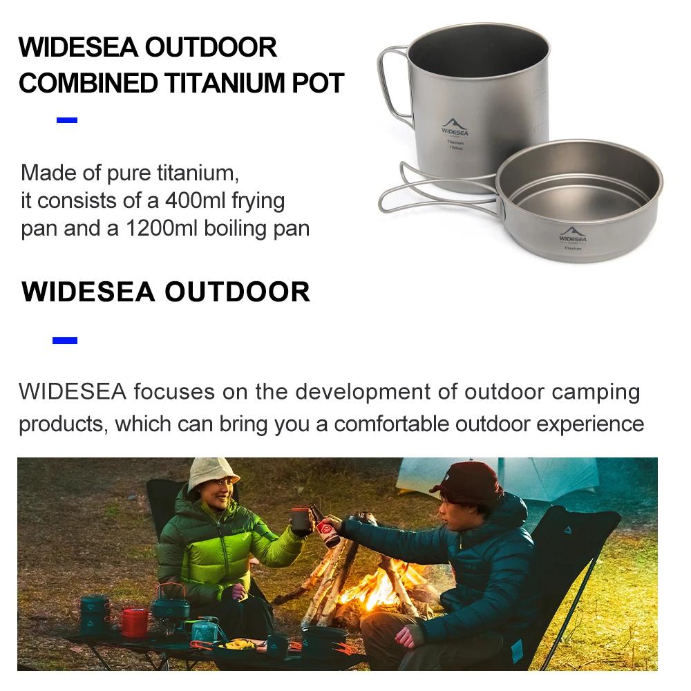 Widesea Camping tasse Portable titane cuisson 1100ML casserole poignées pliantes randonnée en plein