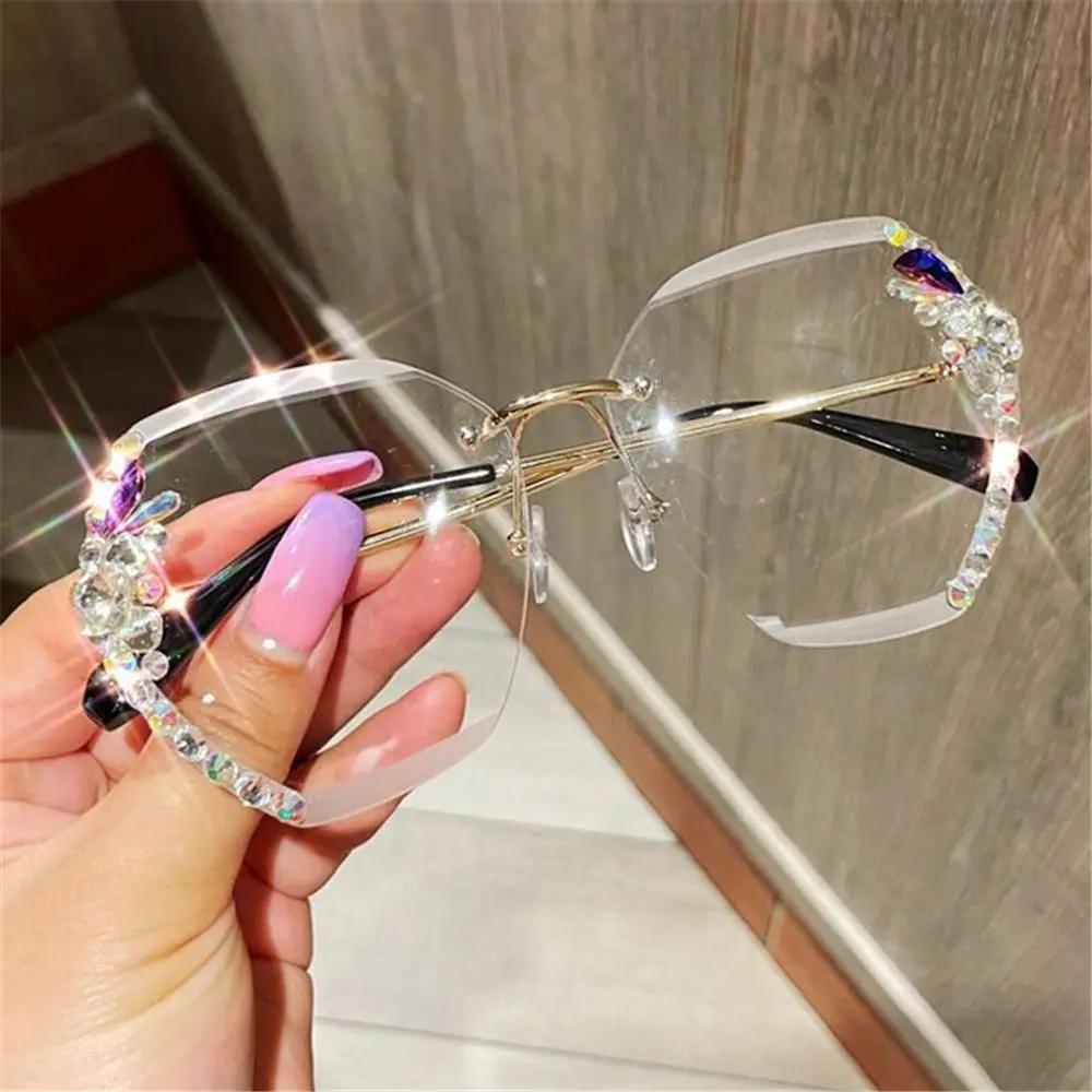Nouvelles lunettes de soleil en métal sans bordure femmes lunettes de soleil décoratives en diamant