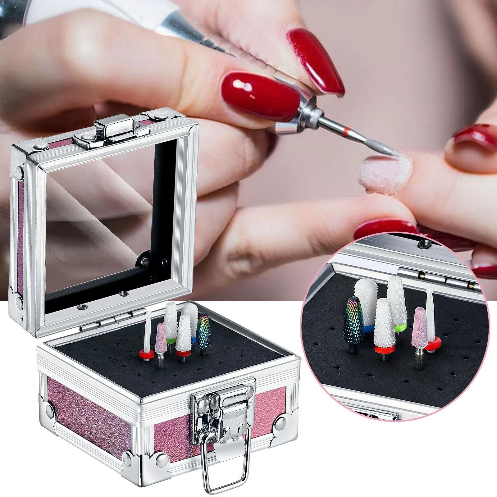 Porte-foret à ongles professionnel avec 25 trous, boîte de rangement d'affichage en aluminium, conte