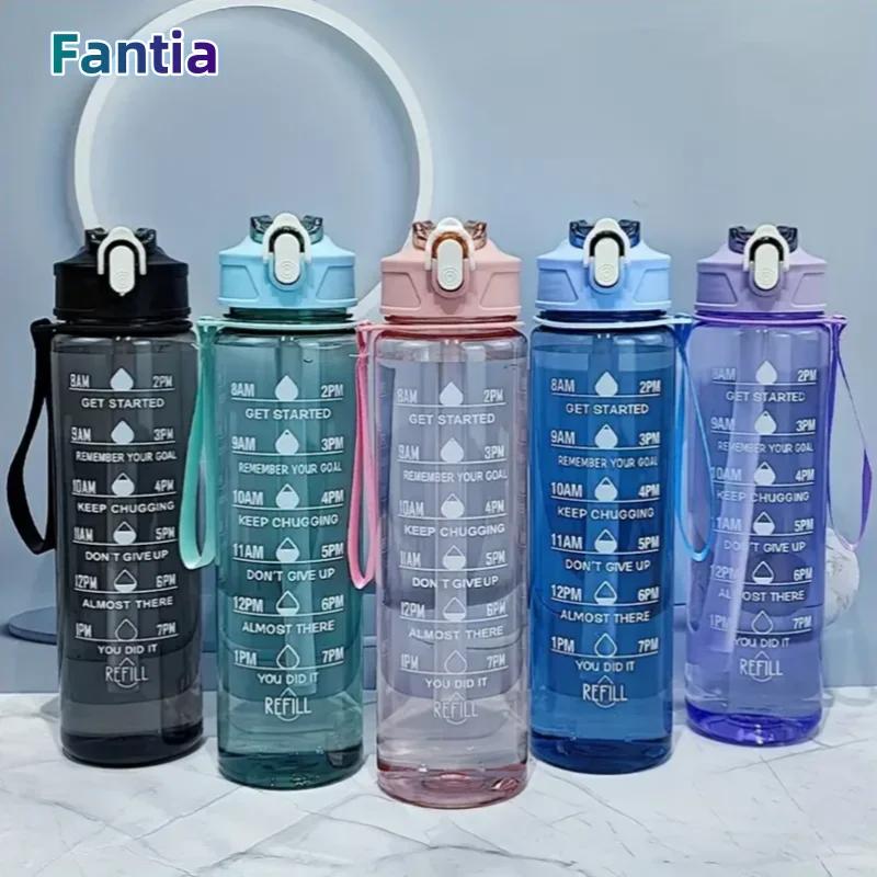 Bouteille d'eau de sport de grande capacité de 800ml/27oz, tasse à boire en plastique anti-fuite ave