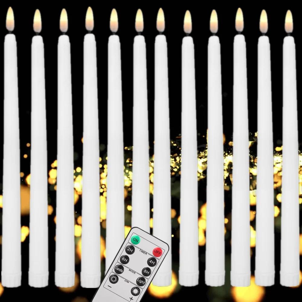 Bougies chauffe-plat scintillantes sans flamme avec télécommande, lumière de mèche 3D, ci-après les,