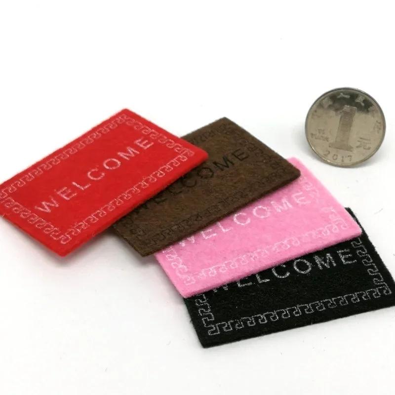 Tapis Miniature pour maison de poupée, 2 pièces, tapis de bienvenue noir, accessoires pour maison de