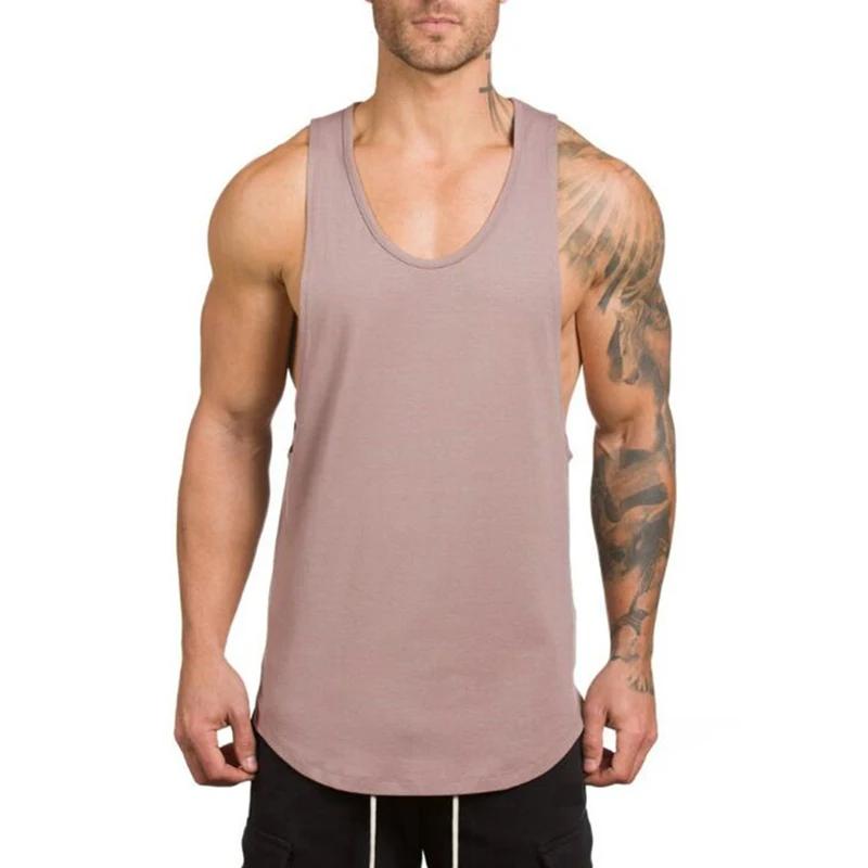 T-Shirt sans manches en coton respirant pour hommes, vêtements d'entraînement de musculation, de cou